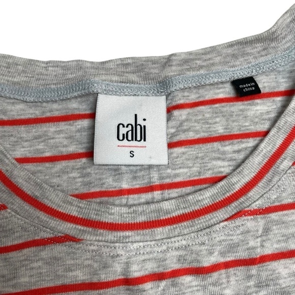 Cabi Stripe Ruffle Tank Top 5331 Orange and Grey Size Small - Picture 2 of 4